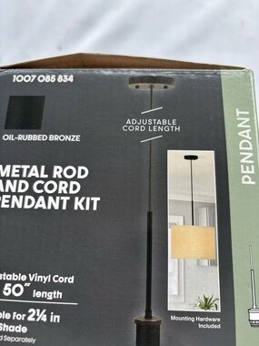 Metal Rod and Cord Pendant Kit in Oil-Rubbed Bronze
